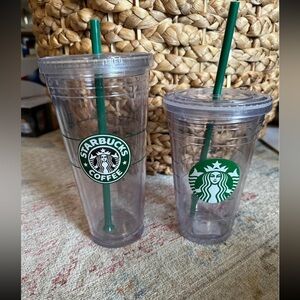 Starbucks Clear Tumbler Set with Green Straws